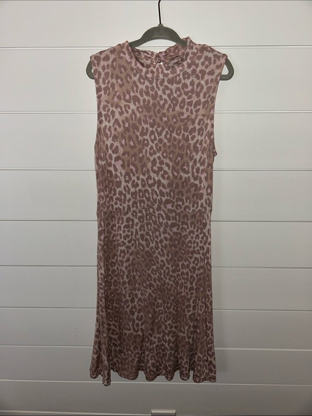 Girl’s Art Class Mauve Leopard Sleeveless Mock-Neck Midi Dress Sz M (7/8)